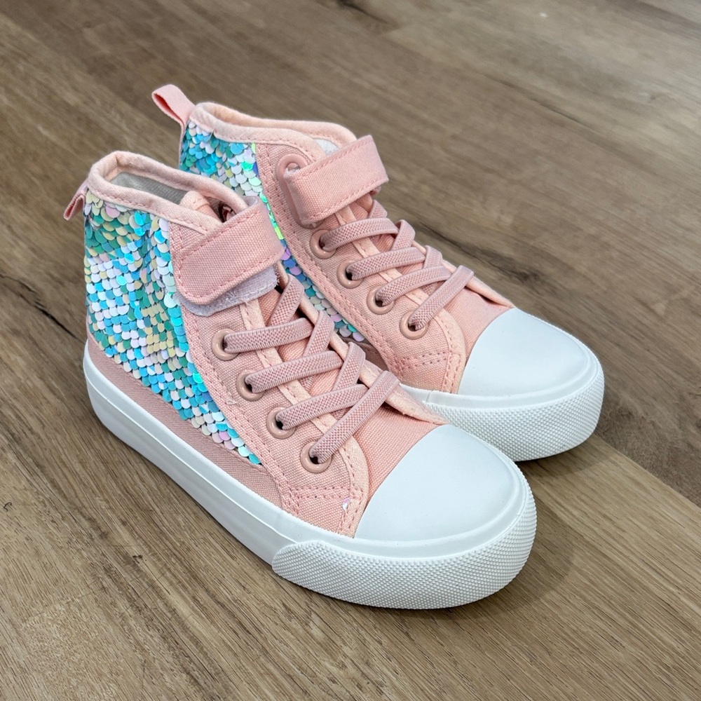 NEW Toddler Girls PatPat Sequined High Top Canvas Sneakers